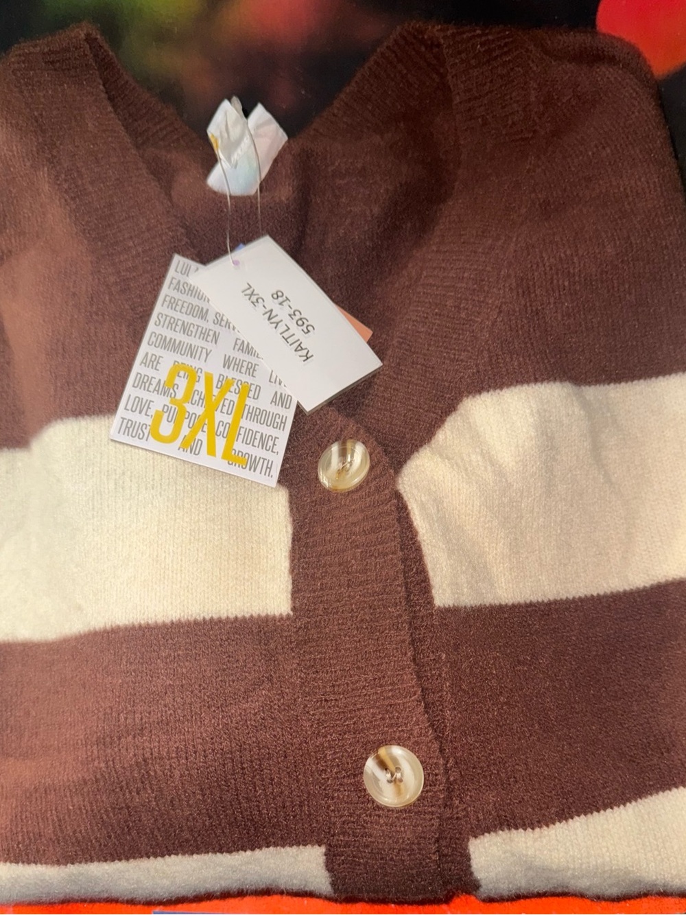 LuLaRoe Kaitlyn Brown and Cream Striped Button Cardigan